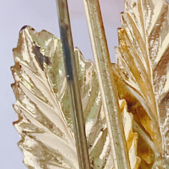 Austria Mid Century Pink Celluloid Rose Brooch Gold Tone Enamel Leaves READ - Picture 14 of 15